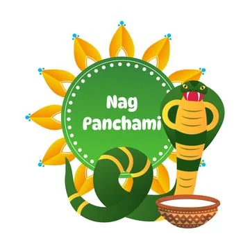 Nag Panchami vector flat illustration, isolated on the white background Stock Illustration