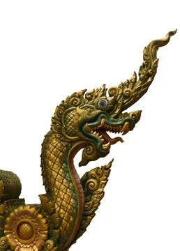 Naga thai statue isolate on the white background Stock Photos