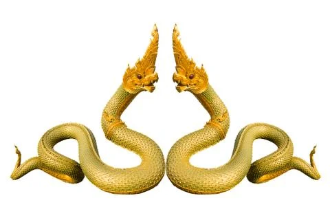 Naga Thai statue isolate on white background Stock Photos