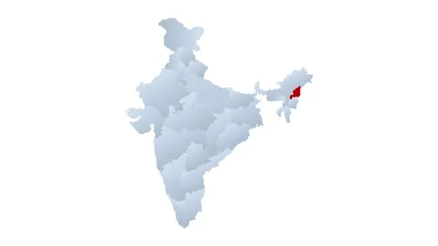 Nagaland state blinking red highlighted in Indian map. Stock Footage 195469142