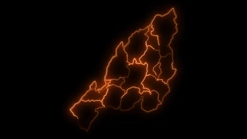 Nagaland State Neon Map Glowing Outline India Animation 4K Video stock 330998633