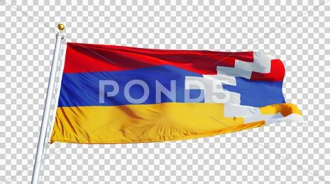 Nagorno-Karabakh flag, close up, isolated with alpha channel Stock Photos
