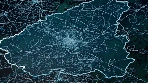 Nagpur India Glowing Digital Map Animation 4K Vidéo 337433741