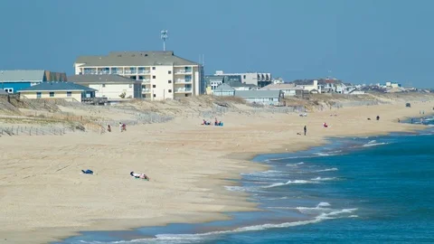 Nags Head Beach on the Outer Banks of North Carolina Video stock 73027393