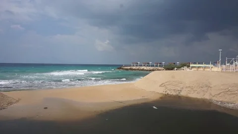Nahariya Beach - Storm is coming Stock Footage 81409396