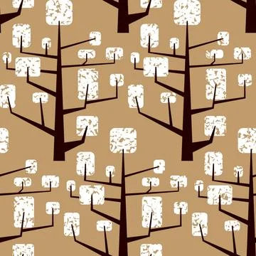 Nahtlosmuster Bäume graphical seamless pattern with stylized trees Copyrig.. 스톡 사진