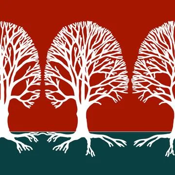 Nahtlosmuster Bäume graphical seamless pattern with rows of trees Copyrigh.. Stock Photos