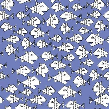 Nahtlosmuster seamless pattern, rasterized vector graphic with fishes Copy... Stock Photos