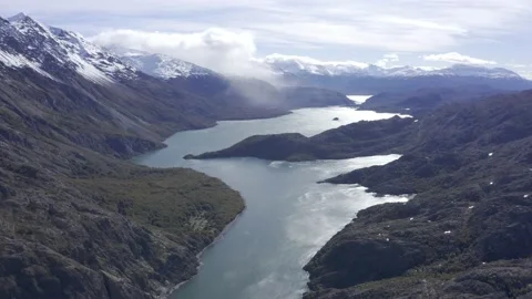 Nahuel Huapi, aerial of windy mountain fjords and lakes near Bariloche Stock Footage 209185365