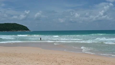 Nai Harn Beach Pan Left to Right Stock Footage 203805010