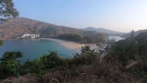 Naiharn Beach from viewpoint Stock Footage 136649415