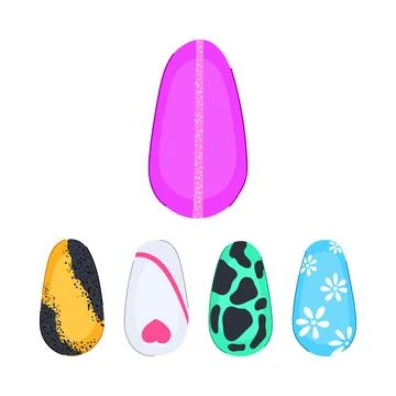 Nail art design elements with various patterns イラスト素材