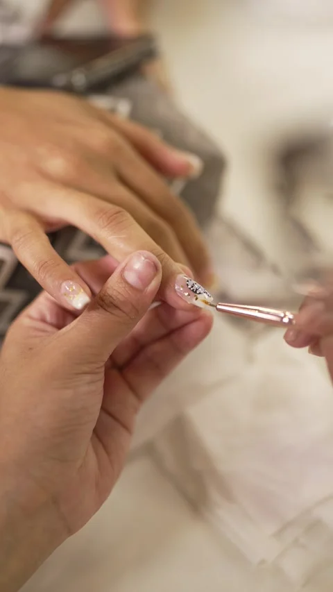 Nail Art Designs on Extensions Stock Footage 312990984