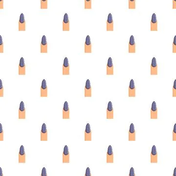 Nail art pattern with blue polka dot design 스톡 일러스트