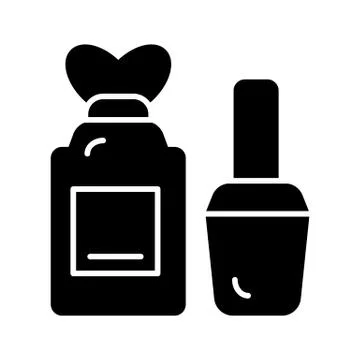 Nail care bottles vector icon. Black illustration on white background. Solid 스톡 일러스트