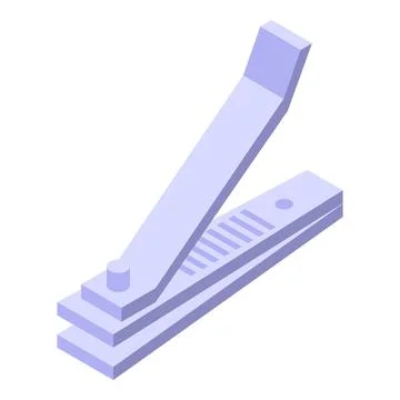 Nail clipper lying open showing cutting edges in isometric view Illustrazione stock