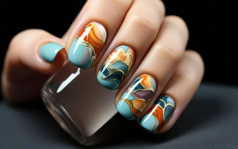 Nail design close-up Stock Photos