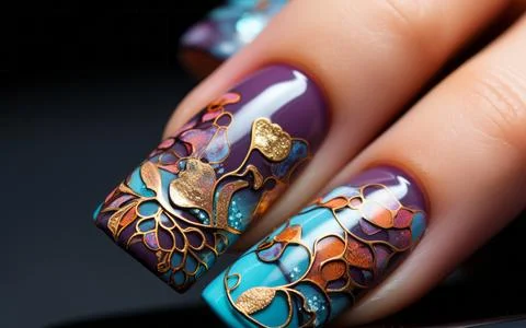 Nail design close-up Stock Photos