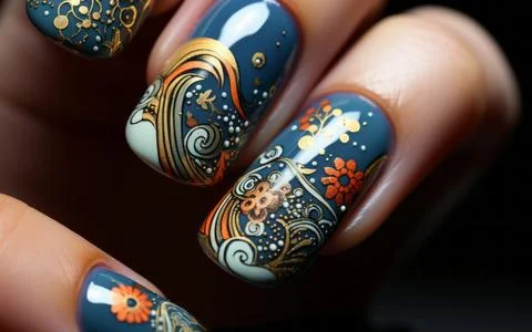 Nail design close-up Stock Photos