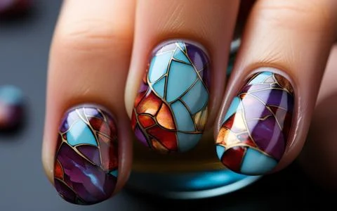 Nail design close-up Stock Photos