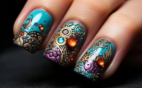 Nail design close-up Stock Photos