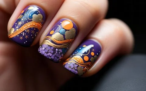 Nail design close-up Stock Photos