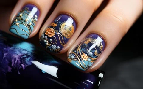 Nail design close-up Stock Photos