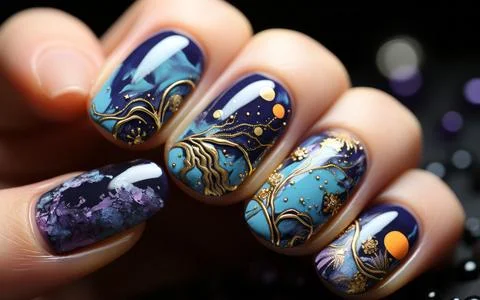Nail design close-up Stock Photos