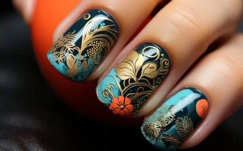 Nail design close-up Stock Photos