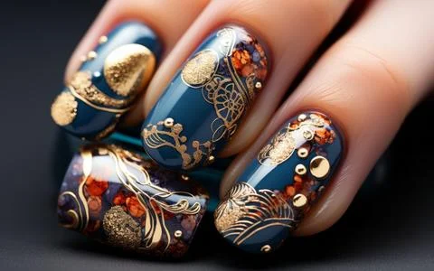 Nail design close-up Stock Photos