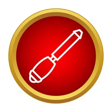 Nail file line icon in red button Stock Illustration