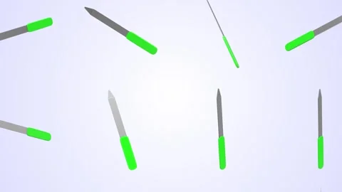 Nail Files Falling on a Light Background. Nail Files with Green Handle. 4K Stock Footage 300253930