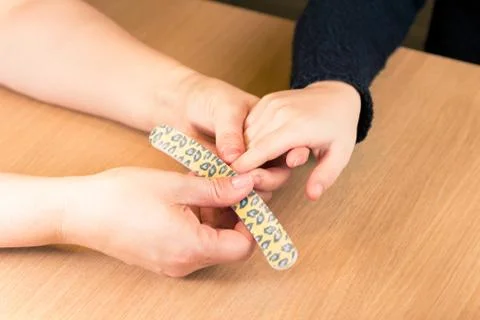 Nail filing close up Stock Photos