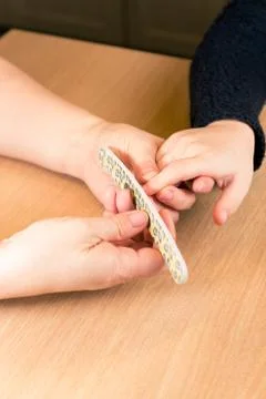 Nail filing close up Stock Photos