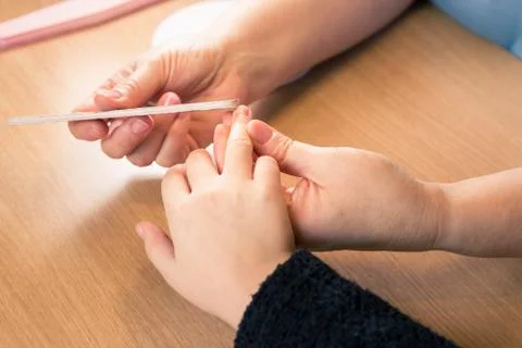 Nail filing close up Stock Photos