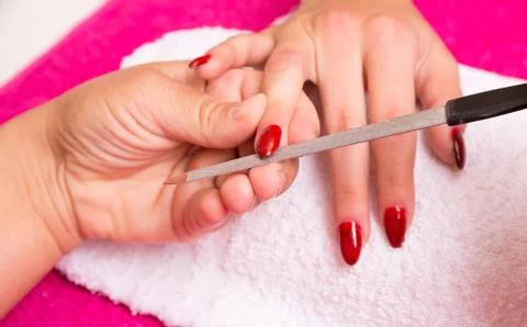 Nail filing Stock Photos