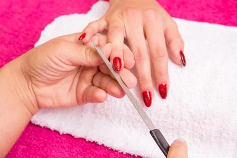 Nail filing Stock Photos