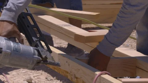 Nail Gun used to drive nails into wood Stock Footage 86141111