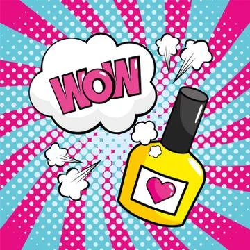 Nail lollipop with cloud chat bubble and wow message Stock Illustration