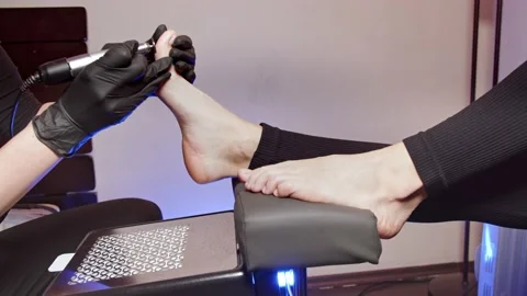 Nail machine pedicure Stock Footage 221849279