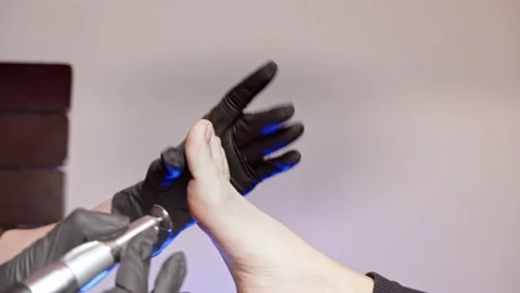 Nail machine pedicure Stock Footage 221849364