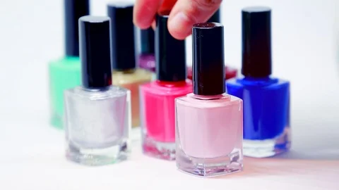 Nail Polish Bottles Stock-Footage 71376090