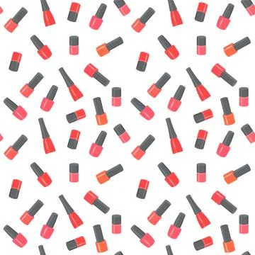 Nail polish bottles seamless pattern. Raster Illustration Stock Illustration