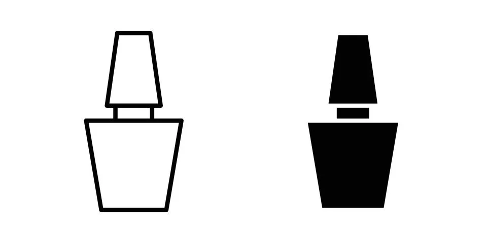 Nail polish icon solid, line, and editable vector set. Stock Illustration