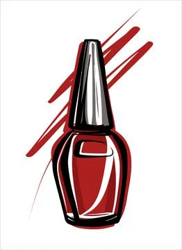 Nail polish on an isolated background. A bright illustration in the style of a Stock Illustration