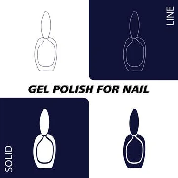 Nail polish. In lines and solid fill for dark and light backgrounds. Objects and Stock Illustration