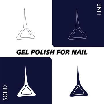 Nail polish. In lines and solid fill for dark and light backgrounds. Objects and Stock Illustration