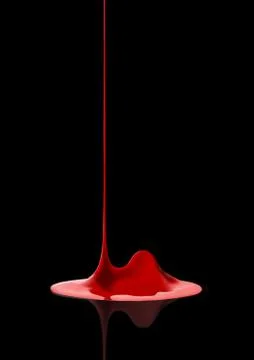 Nail polish liquid drop red color with reflection on black background Stock Illustration
