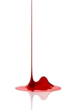 Nail polish liquid drop red color with reflection on white background Stock Illustration