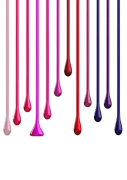 Nail polish liquid drops splash paint on white background Stock Illustration